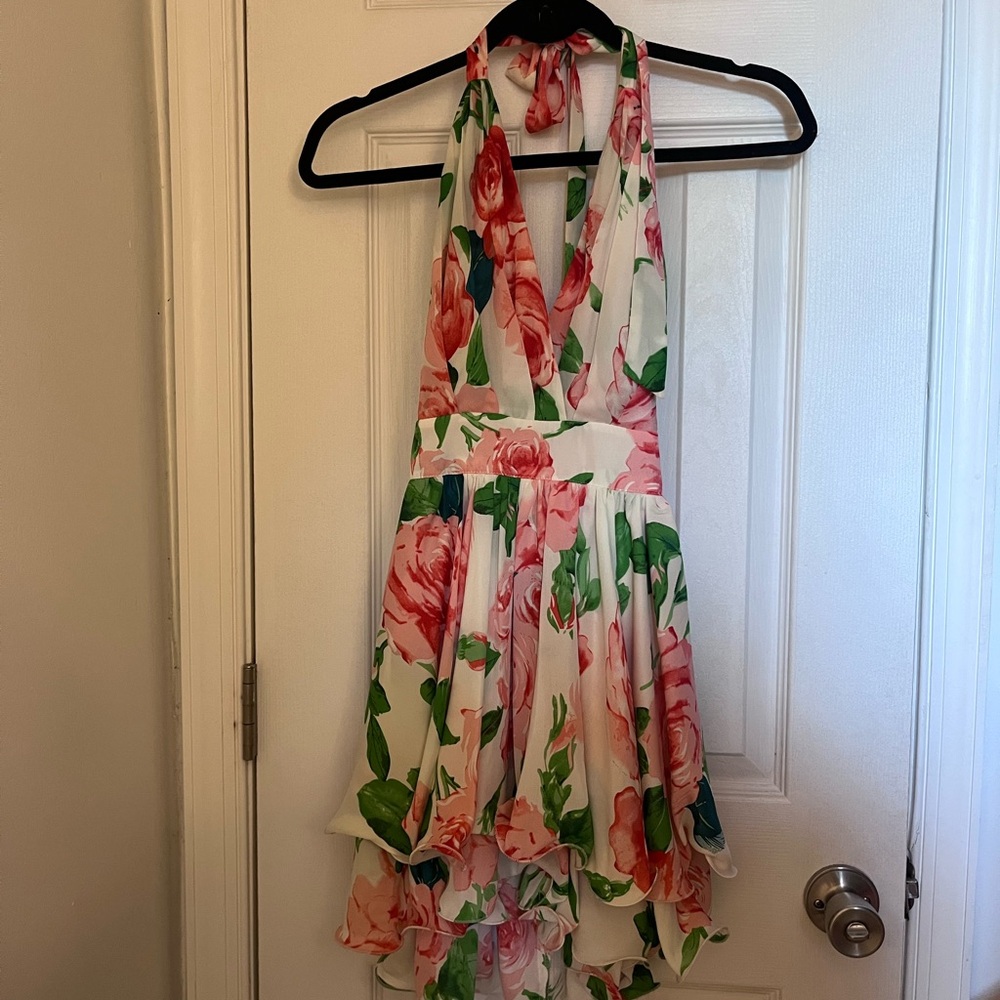Luxxel White, Pink, Green Floral Dress